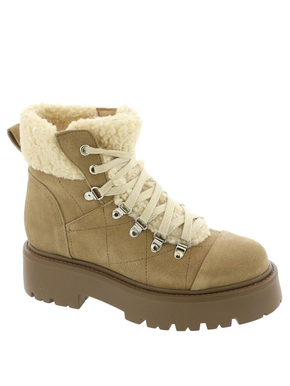 Steve Madden REYEN $150 shearling lace up combat boots NWT Size 10